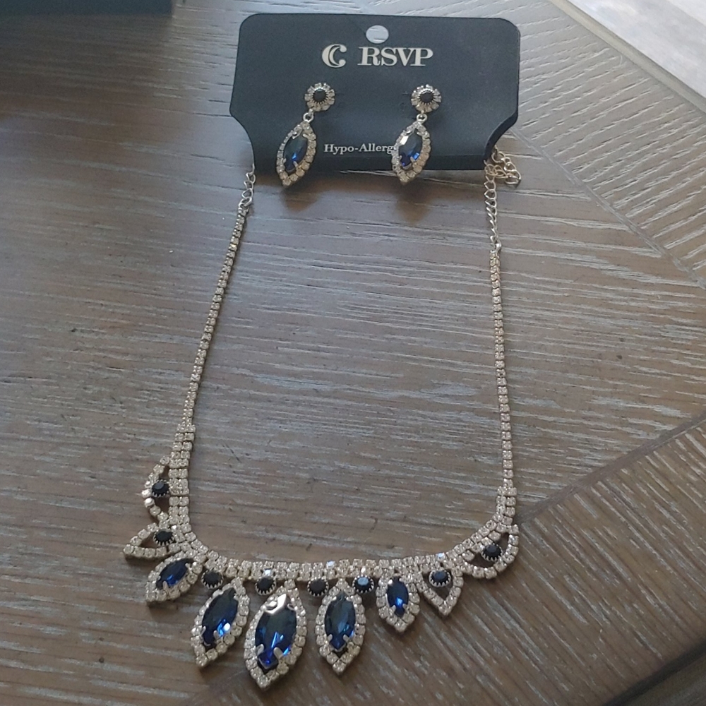 RSVP Glam Girl Blue Necklace/Earring Set
